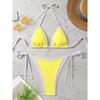 European and American Split Swimsuit Women's Sexy Lace-up Solid Color Neck Three-point Bikini Swimsuit Women