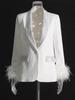Spring 2026 Women's Luxe Suit: Cuff Patchwork with Ostrich Feather & Rhinestone Trim