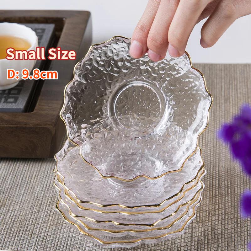 Crystal Glass Cup Coasters, Japanese Style Teaware, Thermal Insulation Teacup Tray, Small Cute Saucer, Kung Fu Tea Set Accessory