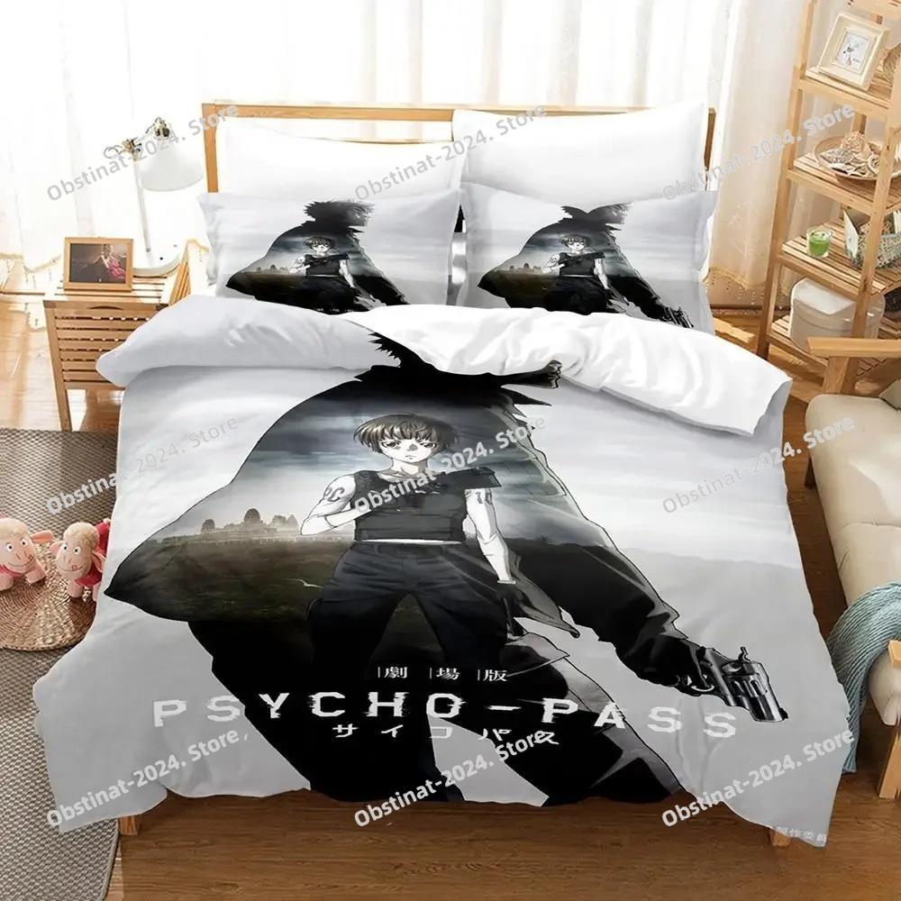 New Psycho Pass Bedding Set Printed Duvet Cover Sheet Pillowcase Soft Quilt Cover Full Queen King Size Anime parure de lit Bed
