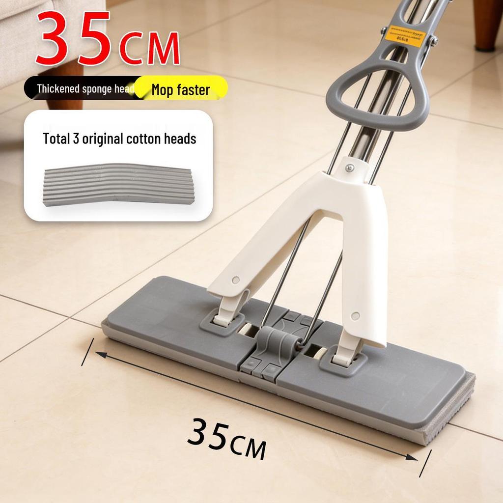 Deluxe Foldable Sponge Mop with Detachable Head - Hands-Free Flat Mop for Easy Floor Cleaning