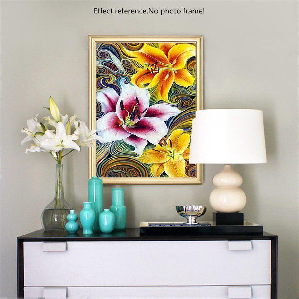 Picture Of Rhinestone Mosaic Full Round Diamond Embroidery Flower 5D DIY Diamond Painting