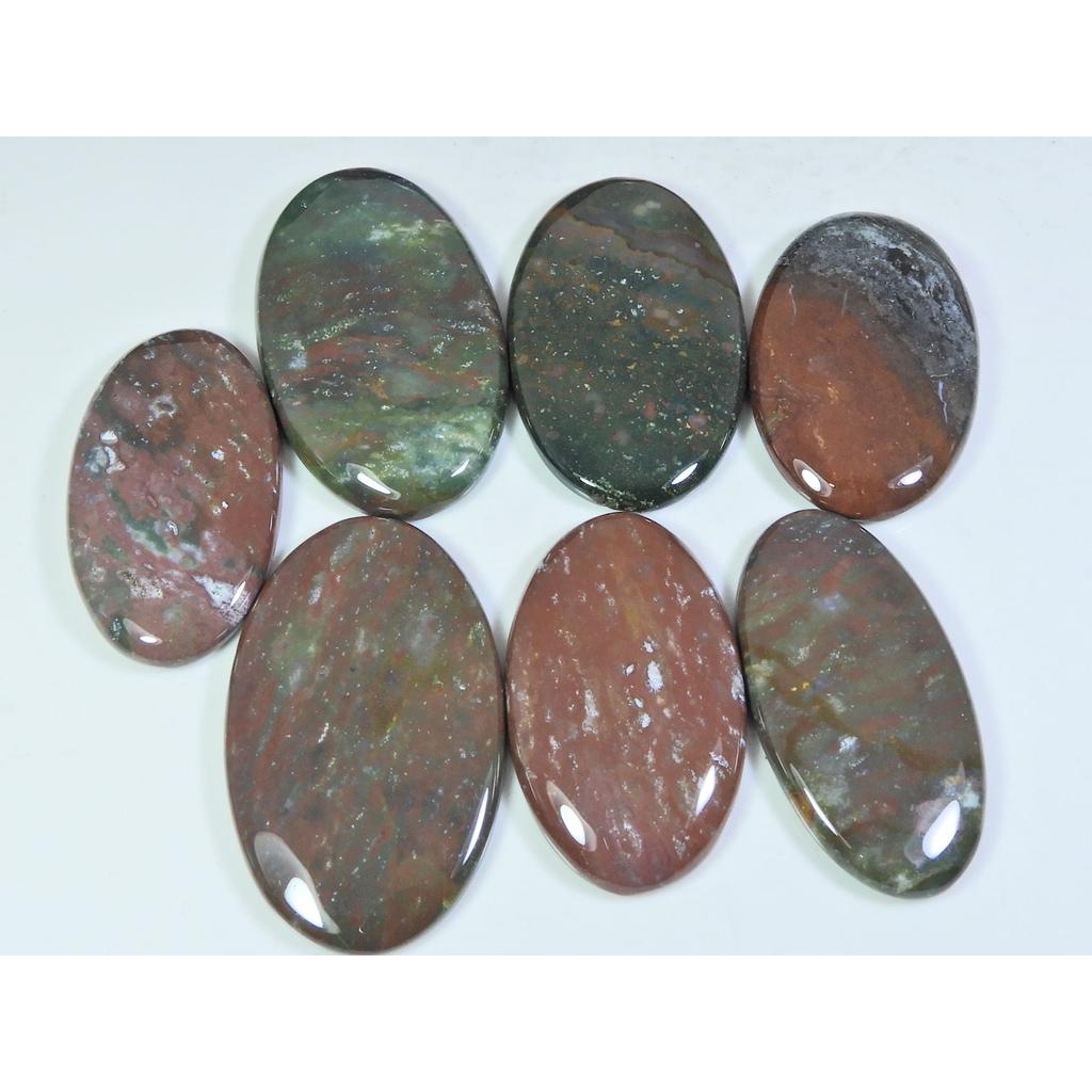07Pcs Natural Blood Red Bloodstone Oval Cabochon Loose Gemstone Lot 427Cts. A-750