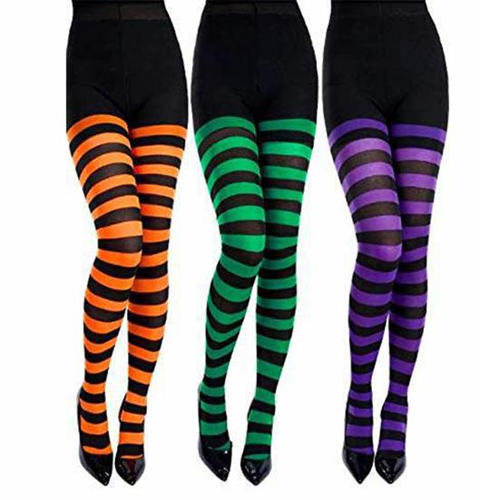 Christmas Stockings Striped High Elasticity Lady Vintage High Waist Pantyhose Cosplay Costume