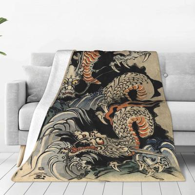 Utagawa Kuniyoshi - Draken Dekens Flanel Ademend Bank Kussen Dekens Voor Huis Slaapkamer Buiten Dekens Sprei Dekbed