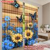 Set Of 2 Modern Butterfly Sunflower Curtains Flat Digital Printing Blue Yellow Floral Pattern Window Drapes Living Room Bedroom Curtain Polyester