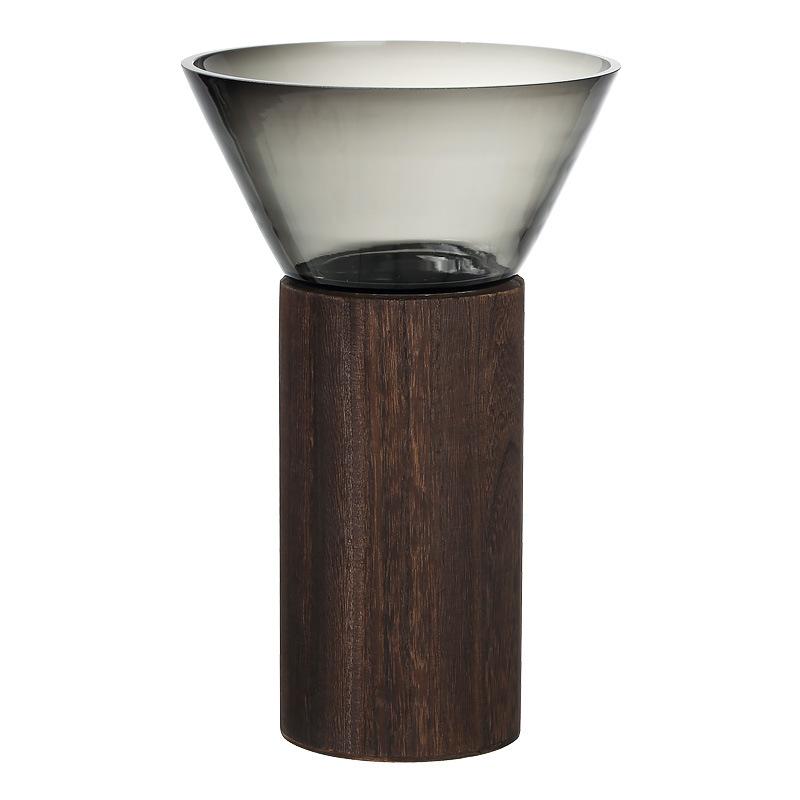 Γυάλινο Βάζο Διπλής Στρώσης Ξύλινο Βάζο για Λουλούδια Αξεσουάρ Διάταξης Λουλουδιών Υδροπονία Τεράριο Αξεσουάρ Διακόσμησης Σπιτιού