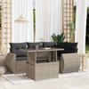 Vidaxl 5-Cz. Garden Furniture Set, Cushions, Light Grey PE Rattan