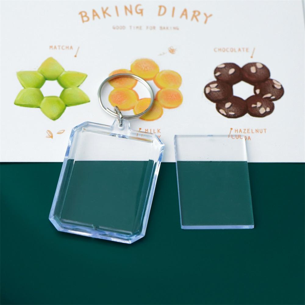 2-5Pcs/Pack Transparent Rectangle Blank Acrylic Insert Keychain Photo Picture Frame Keyring Holder DIY Split Ring KeyChain Gift