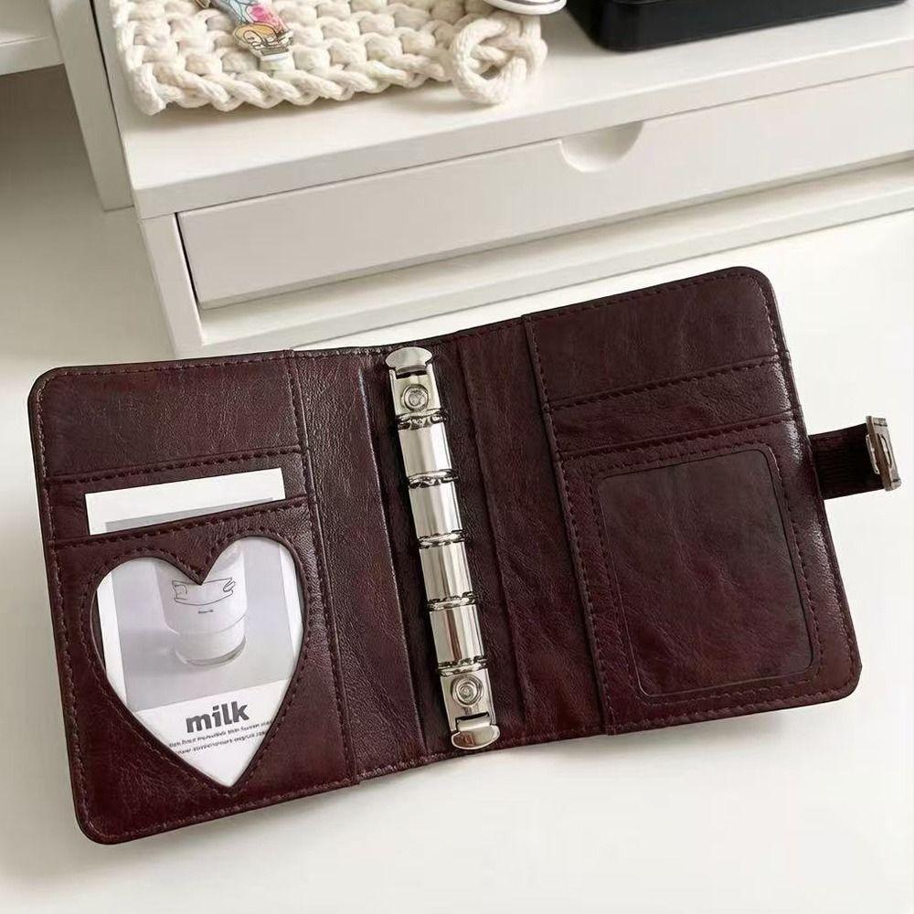 PU Leather M5 Notebook 5-Ring Loose-Leaf Pocket Journal Portable Binder Notebook  Students