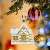 4pcs DIY Christmas Painted Snow House Pendant Cartoon Xmas Tree Pendants  Home Wedding Ornaments