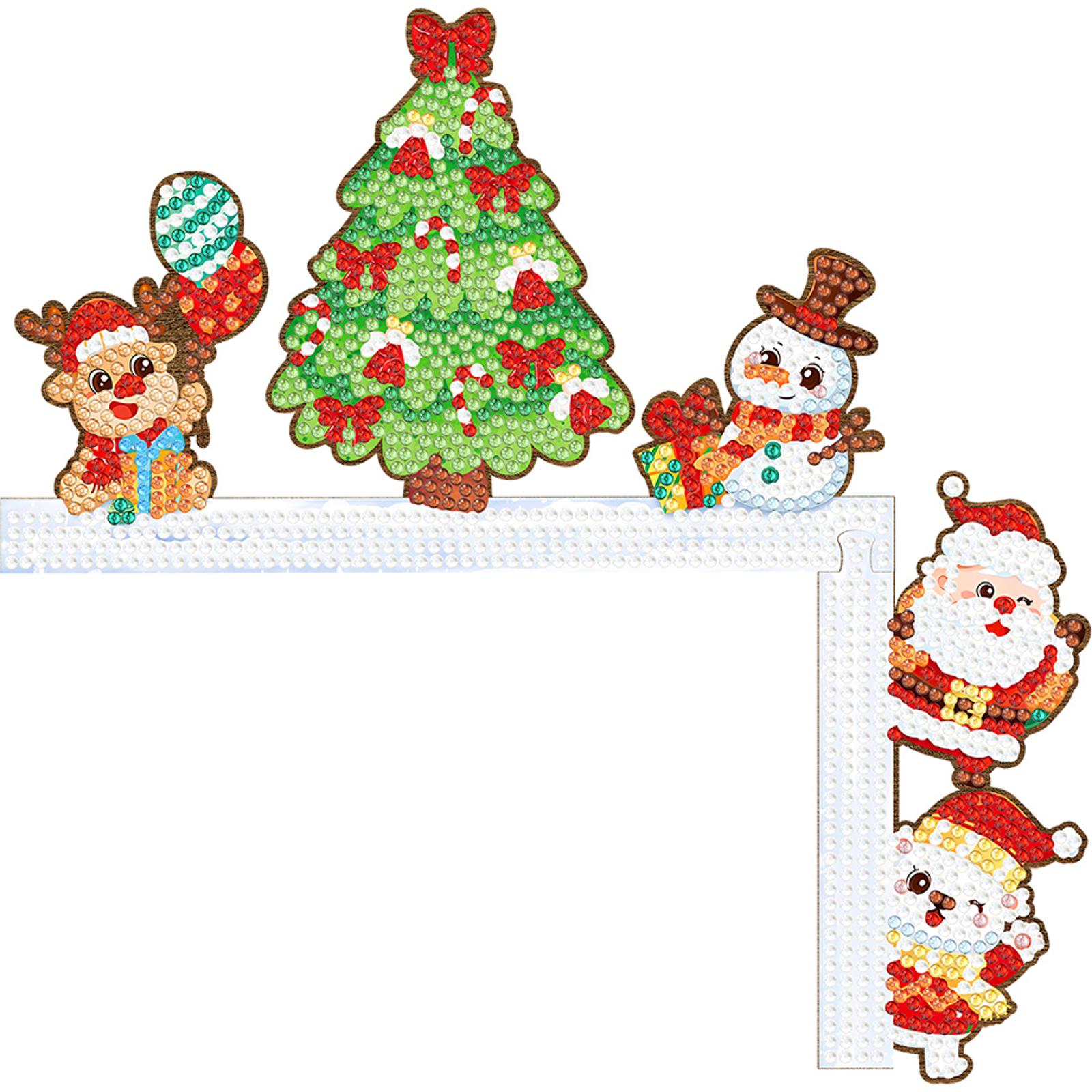

Christmas Snowman Diamond Painting Door Corner Sign Reindeer Diamond Art Door Right Angle Sign Wooden Door Topper for Home Decor