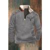 Men's Casual Pullover Jacket Half Zip Fleece Lined Sweatshirt with Front Pocket and Decorative Shoulder Lacing for Outdoor Activities