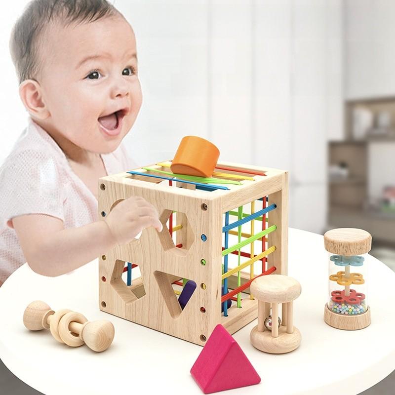 Montessori Wooden Block Set For Toddlers Infant Development And Learning