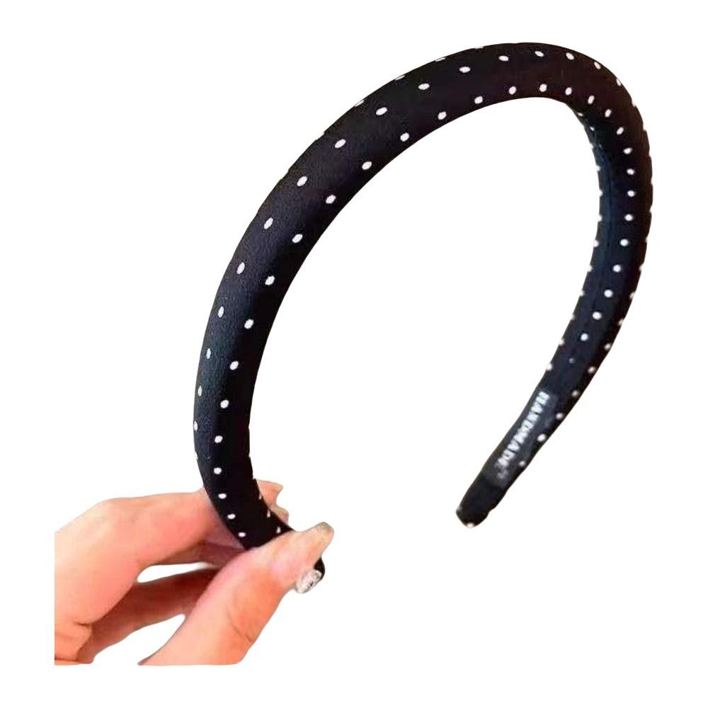 Non-Slip Polka Dot Headband Thin Vintage Hair Hoop Fashion Wide Headband  Fashion Accessory Thin Black