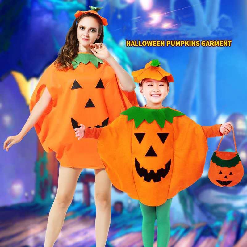 Halloween Pumpkin Costume Adult Parentchild Clothing Cosplay Fancy Party Dress