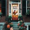 Happy Thanksgiving Door Cover 72.8" X 35.4", Fall Harvest Turkey Pumpkin Door Banner with String Lights Design, Autumn Leaves Outdoor Porch