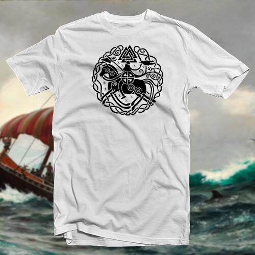 

Odin & Sleipnir COTTON T-SHIRT Norse Viking Rune Saxon Ward Magic Pagan Symbol Unisex T-Shirt M
