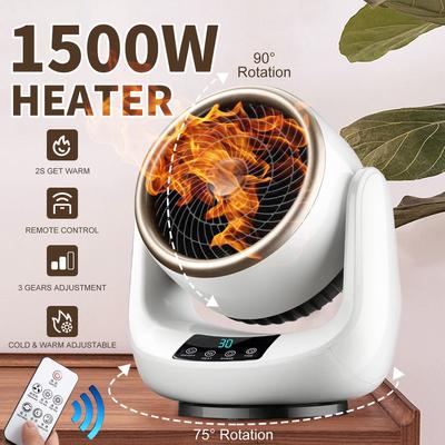 Elektrikli Isıtıcı Taşınabilir Isıtma Fanı Mini Masaüstü Hava Soğuk Sıcak Isıtıcı Fan Kış 3 Vites Uzaktan Kumanda Geniş Ev için