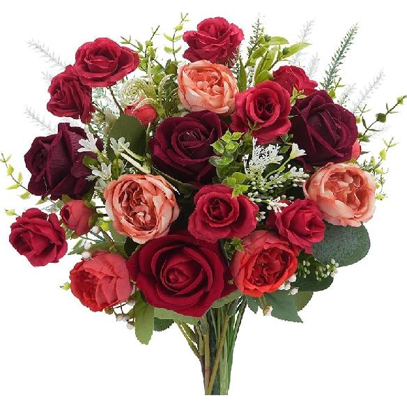 Искусственные цветы в вазе Белые розы Искусственные цветы Розовые гвоздики Смешанные букеты Шелковые искусственные цветы для центральной композиции стола Свадьба Кладбище