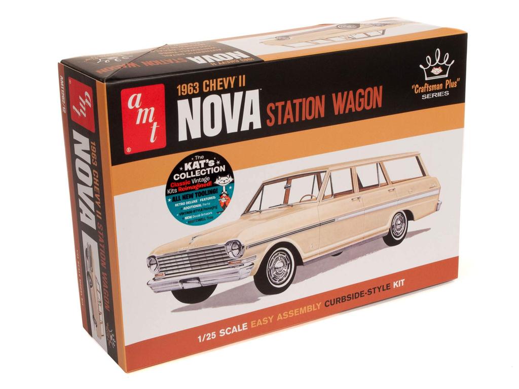 Plastikový model vozu AMT Chevrolet II Nova Station Wagon 1963, AMT1202, měřítko 1:25