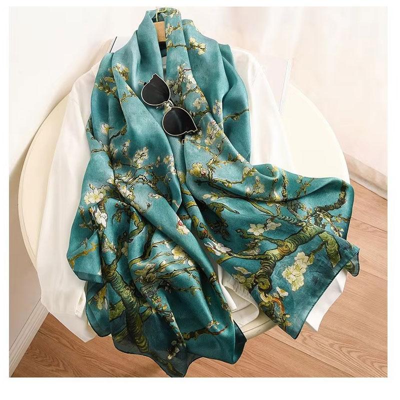 Hangzhou 100% Natural Real Silk Scarf Women Bandana long Scarves Wrap Kerchief Luxury High Quality Hijab Echarpe pashmina
