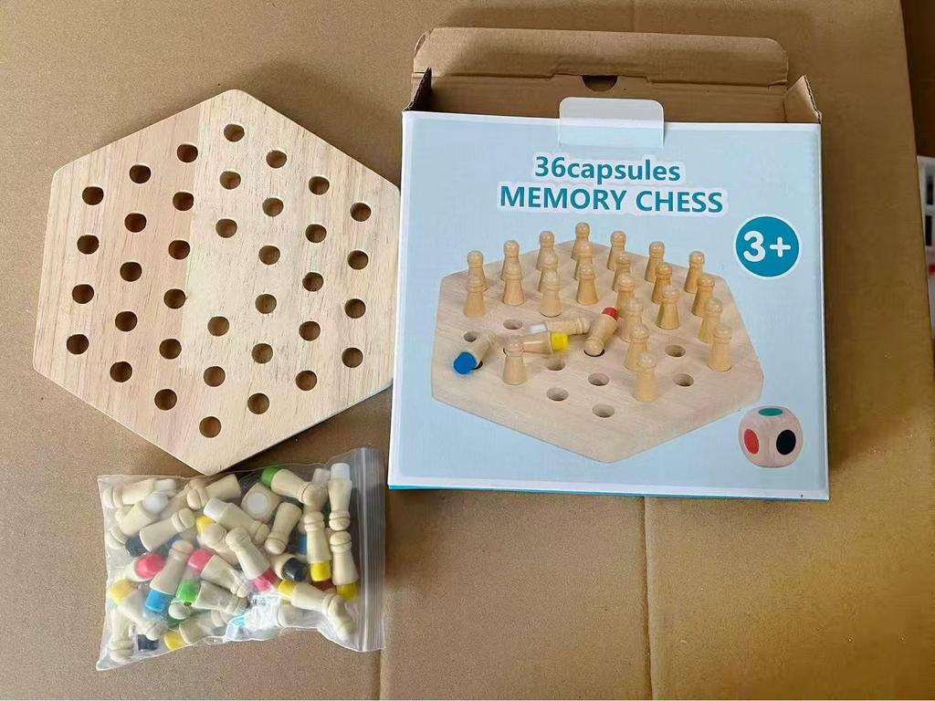 Cross-Border Wooden Memory Chess & Puzzle Board Game for Kids - Early Education & Parent-Child Interaction Toy