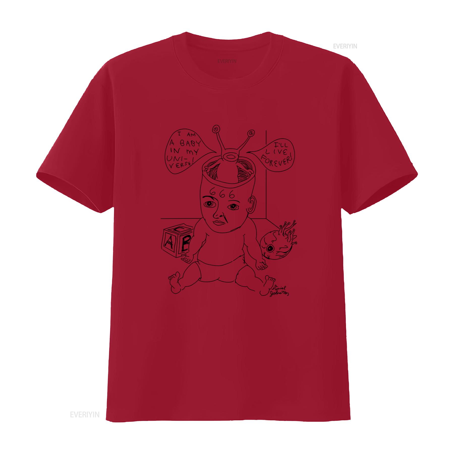 Daniell Johnston Baby Alien T Shirt Hi How Are You Print for vintage Washed graphic Casual Comfortable Unisex Versatile S