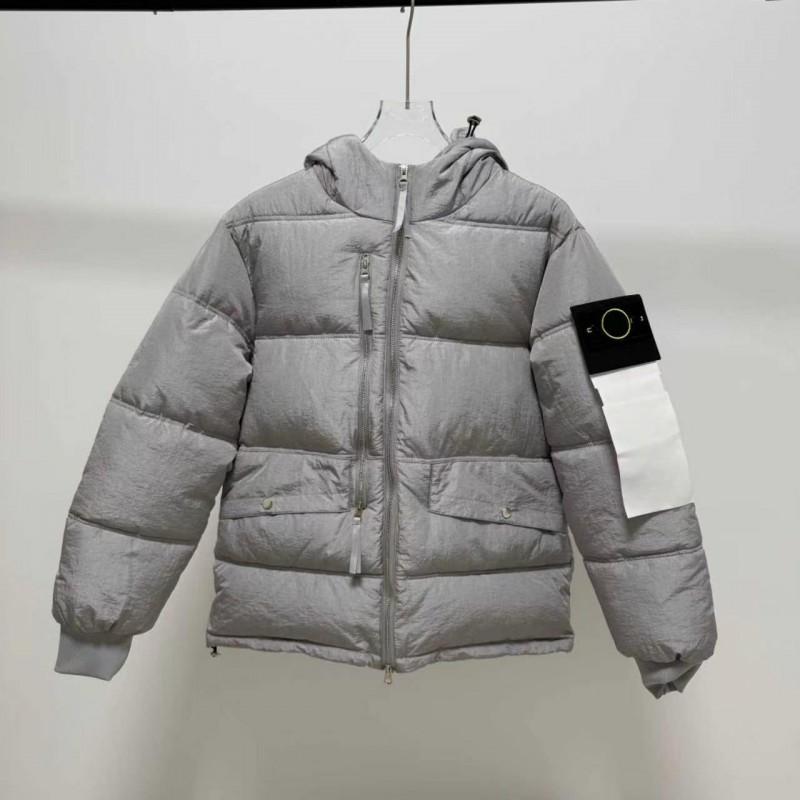 Winter Hooded Thick Padded Loose Solid Color Badge Casual Warm Puffer Coat Men Women Daily Commute