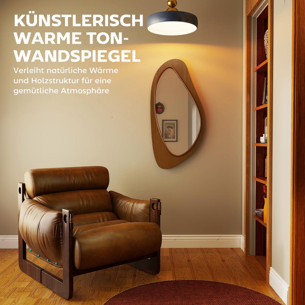Miroir Mural Miroir Fenêtre avec Cadre en Placage de Pin pour Chambre à Coucher Salon, 91,5 x 45 x 3 cm, Bois Naturel
