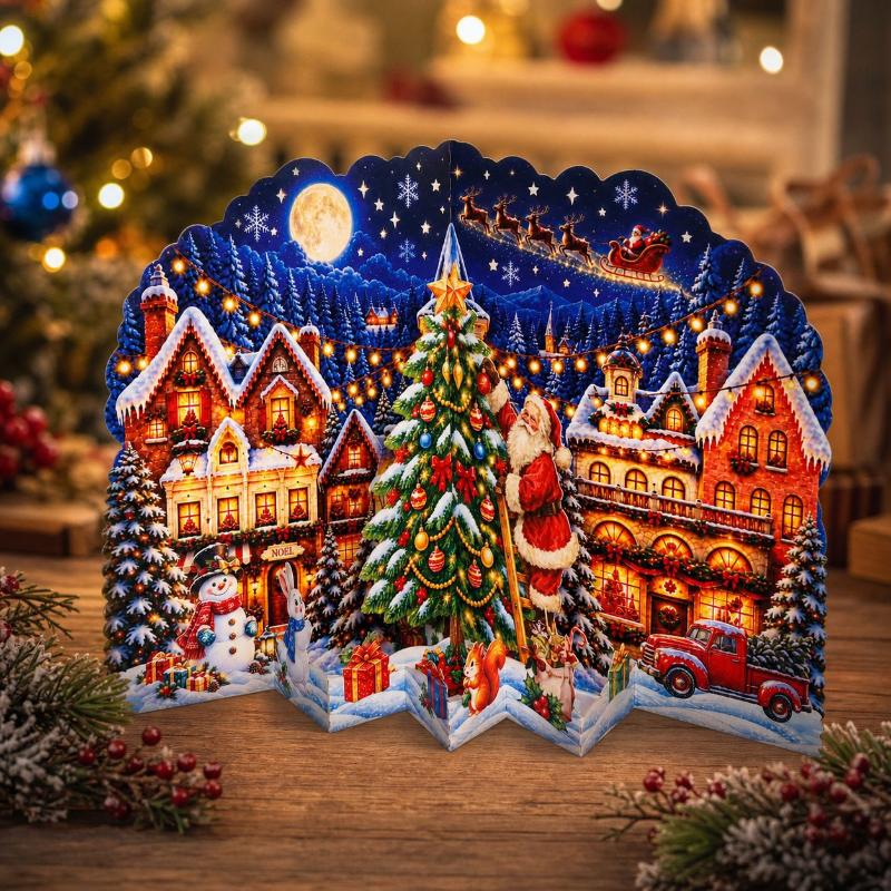 Weihnachts 3D Aufklappkarten Weihnachtsbaum Weihnachtsmann Schneemann Thema Kreatives Urlaubsgeschenk Partygeschenke Dekorationen Heim Schreibtisch Ornamente