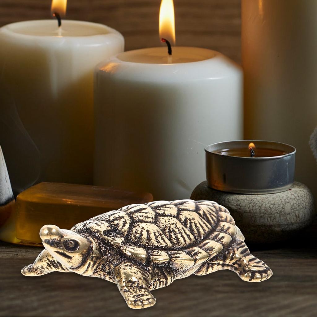 Golden Turtle Statue Sculpture Brass Drawer Decorative Model Figurine Office Vintage