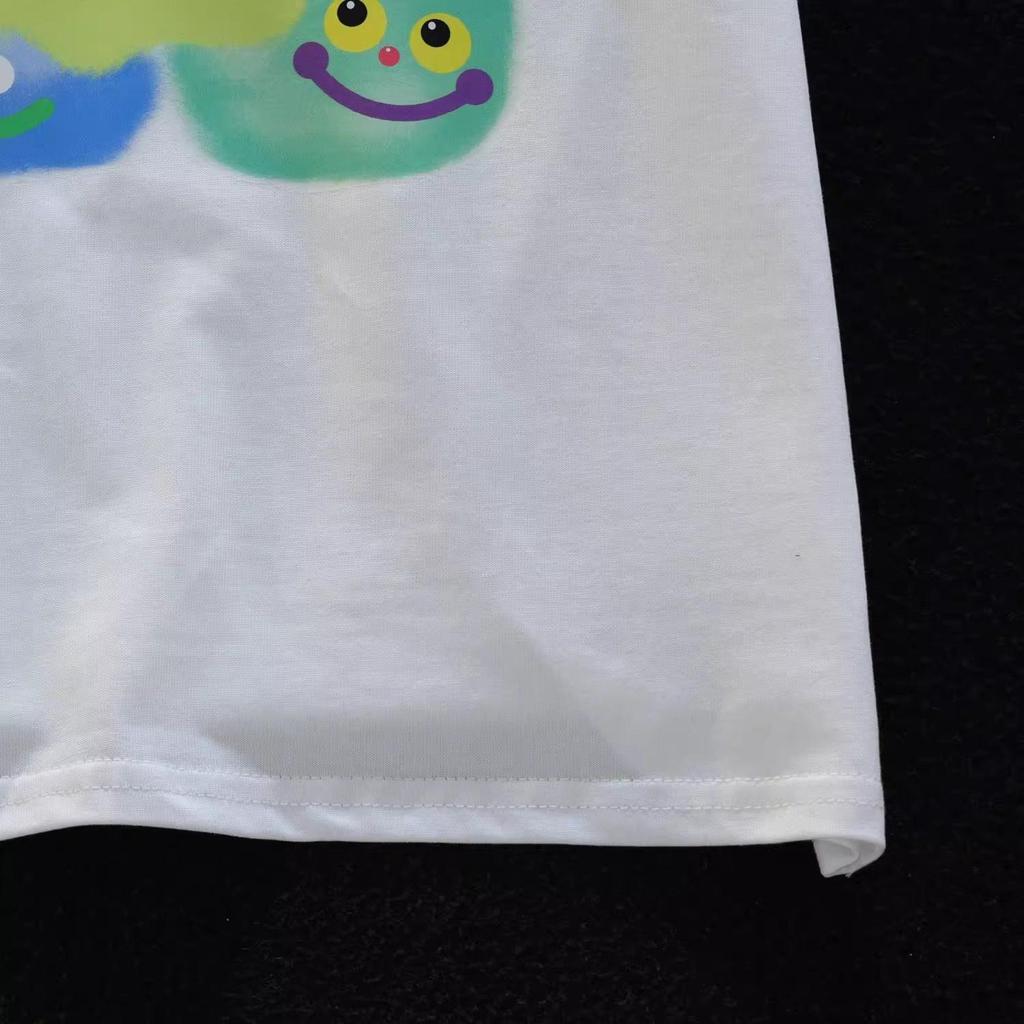 Unisex Retro Cartoon Print Cotton T-Shirt, Plus Size, Loose Fit, Short Sleeve