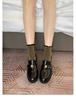 Women's Chunky Heel Gold Coin Loafers: Round Toe, Soft Sole, Slip-On Single Shoes for Autumn/Winter.