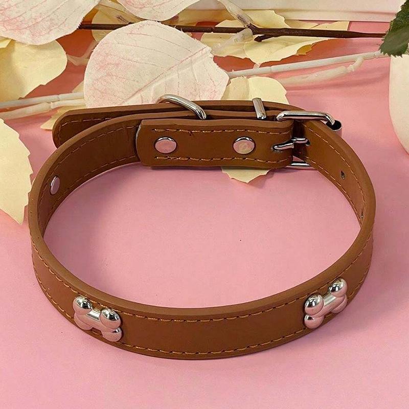 Leather No-Choke Pet Collar for Small and Medium Dogs and Cats