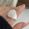 Xiaomi 925 Sterling Silver Rings for Women Couple Minimalist Handmade Simple Oval White Stone Ring Fine Jewelry Gift Prevent Allergy