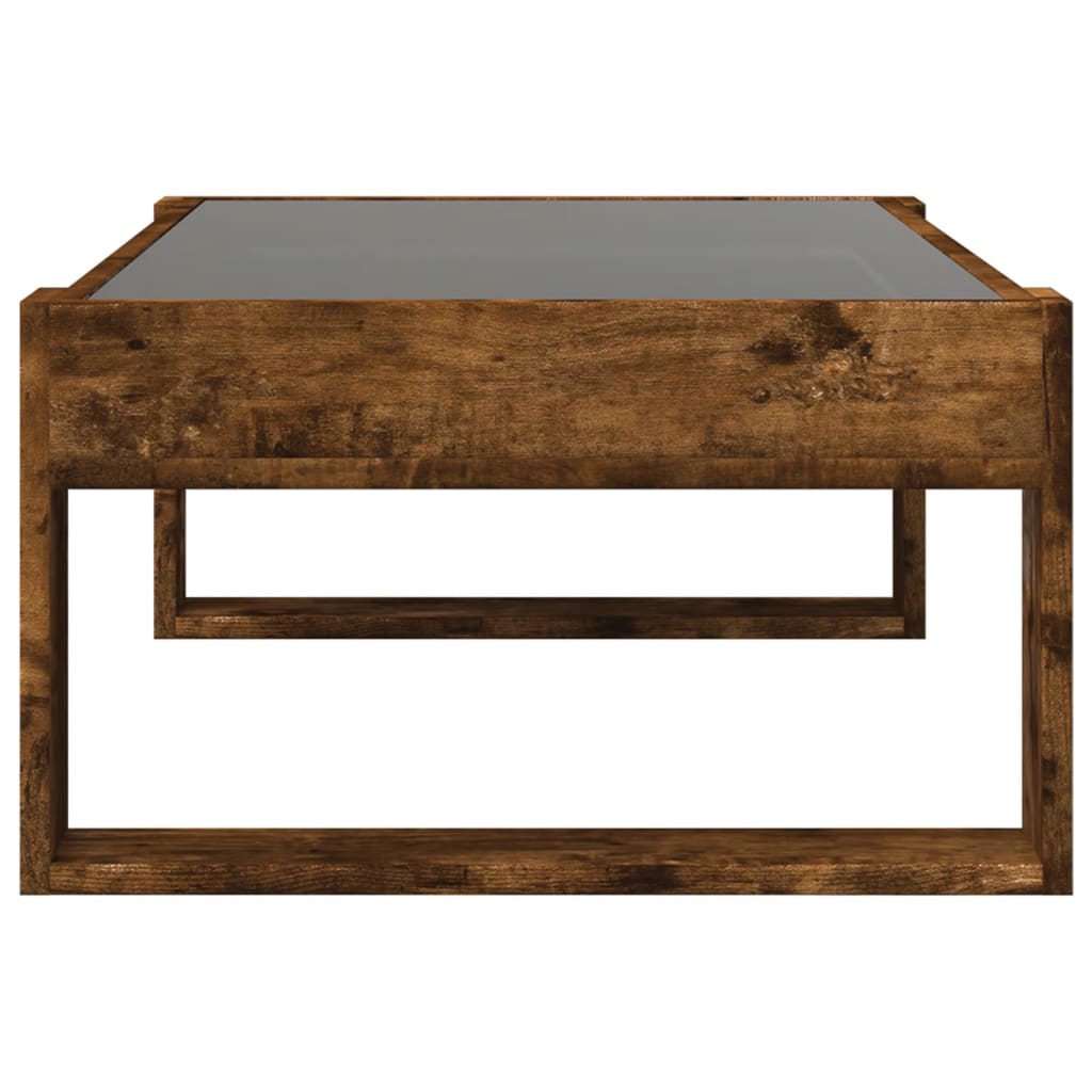 Coffee Table with Infinity LED Smoked Oak 90 x 53 x 30 cm