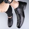 Genuine Leather Mens Casual Shoes Cowhide Business Male Footwear Comfortable Formal Dress Footwear Crocodile Pattern Derby Shoes