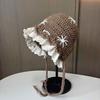 Hat Cute And Fresh Knitted Hat Women'S Season Lace Edge Ear Protector Wool Hat Student Cold-Proof And Warm Bald Hat