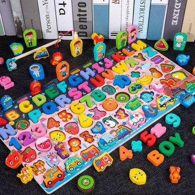 Montessori brinquedos educativos de madeira crianças ocupado placa matemática pesca pré-escolar de madeira montessori brinquedo contagem geometria