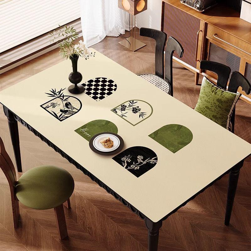 New Chinese Style Oil-Proof Waterproof Scald-Proof Leather Dining Table Mat