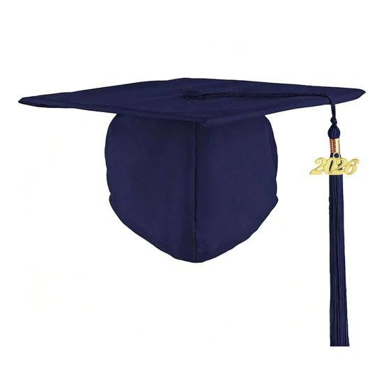 Studentmössa 2026 Examenshatt Slät Yta Fyrkantig Krona Design Examenshatt med Guldtofs Årsinredning