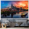 Famous City Night Landscape Poster Louvre Museum Rome Colosseum Jerusalem Sunset Wall Picture Print Home Decor Canvas Painting