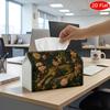 2D Flat, 1pc Tissue Box, Printed on Both Sides, Tissue Box with Leopard Figure Surrounded by Pink Floral Elements Decorative Storage Box for Holiday H