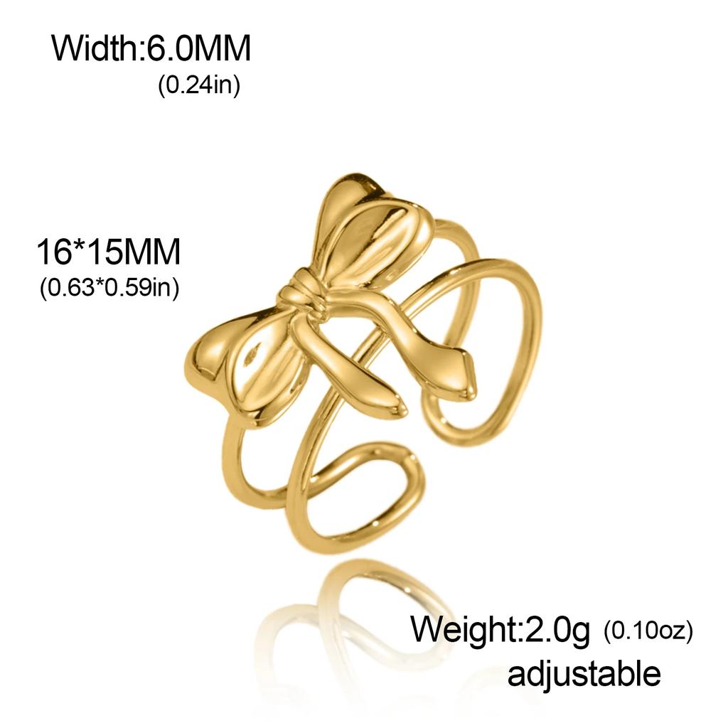 Cazador Cute Bowknot Rings Trend 2026 Stainless Steel Jewelry Adjustable Rings for Women Party Wedding Brithday Gifts New