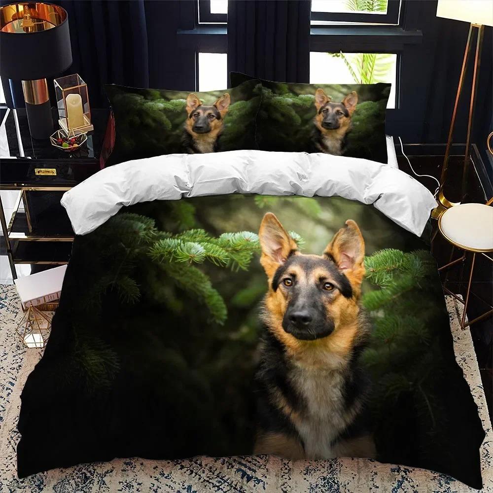Niedliche Haustier Hund Bettbezug 3D Gedrucktes Welpe Collie Bettwäsche Set King Full Size Tier Bettdeckenbezug 2/3tlg. Polyester Steppdeckenbezug