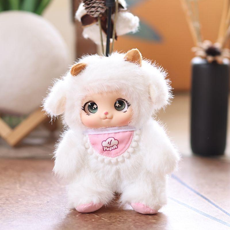 Cute Pvc Face Meng Wu Jia Zu Plush Doll Pendant Animal Shaped Rabbit Design Frog