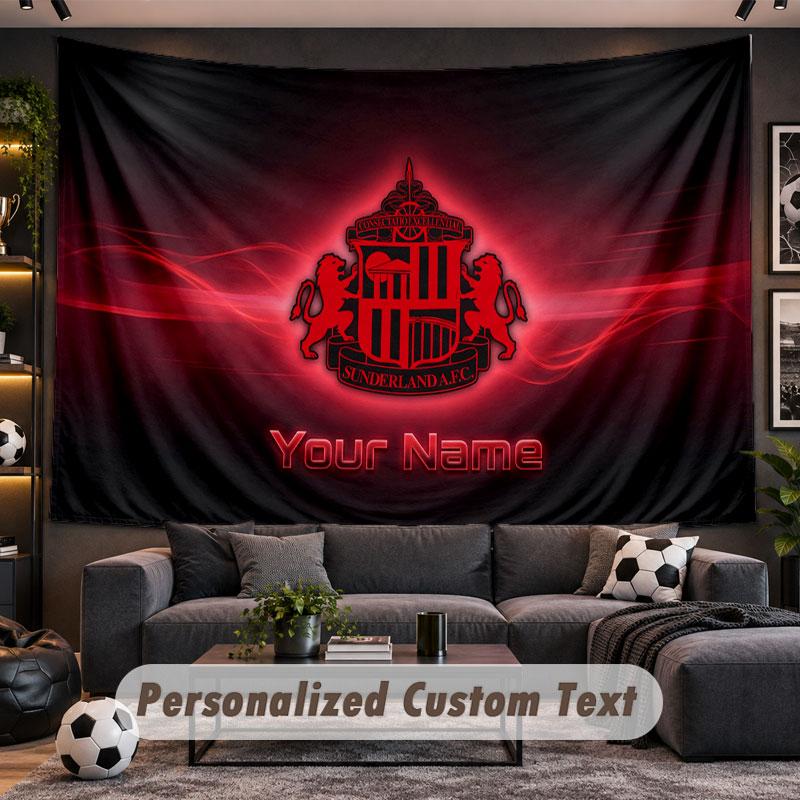 Wall Hanging Tapestry Custom NameSunderland FC Pattern Personalized Printed Fabric Wall Decor