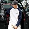 Men's American-Style Colorblock Raglan Long Sleeve Cotton T-Shirt