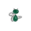 Green Onyx Silver Cat Ring, Gifts For Her, 925 Sterling Silver Handmade Jewelry, Silver Animal Jewelry, Women Ring Ar8926